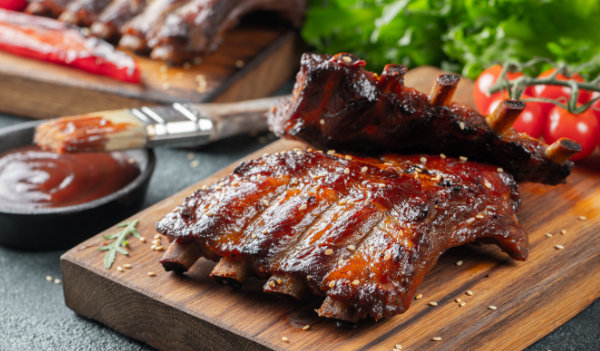 ribs grilled with BBQ sauce